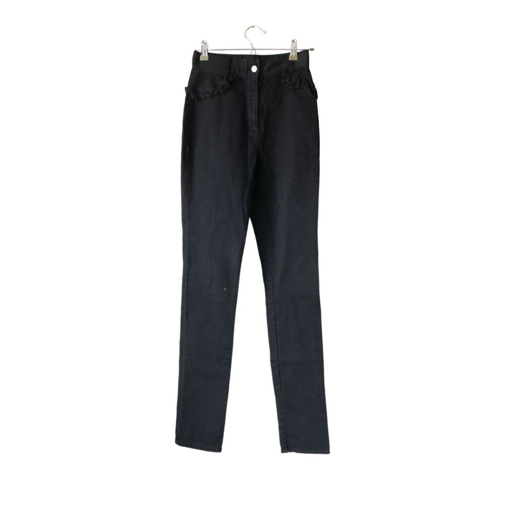 Zimmermann Women's Skinny Black Jeans Sz 0 100% Cotton Ruffled Yoke - Mint!